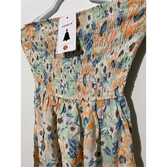 Brand New Zesica Women’s Small Multi Color Strapless Maxi Dress Floral - Picture 3 of 4